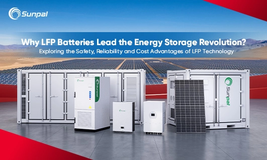 LFP batteries and solar equipment in a storage showcase.