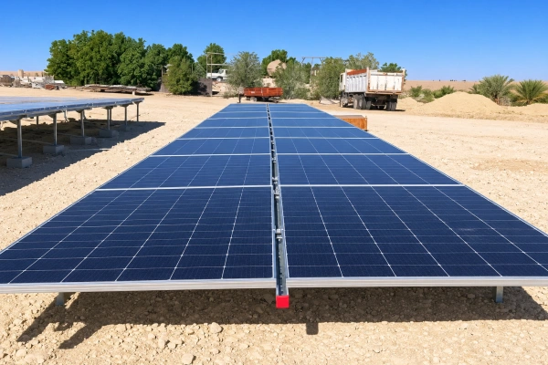50kW ground-mounted solar PV system at an industrial site in Egypt.